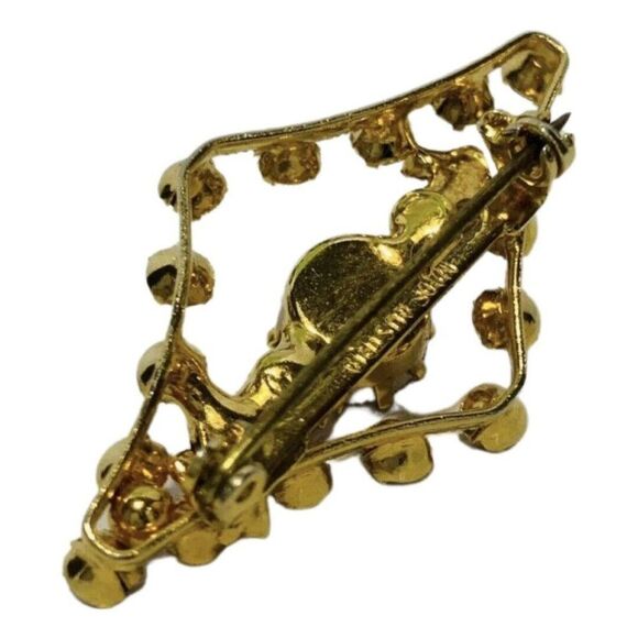 Vintage Austrian Crystal Aurora Borealis Shimmering Gold Tone Women’s Brooch - Picture 9 of 9